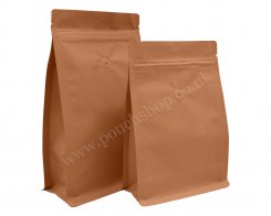 Flat Bottom Pouch with Normal Zipper and Valve Kraft