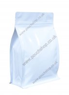 Flat Bottom Pouch with Zipper Shiny White